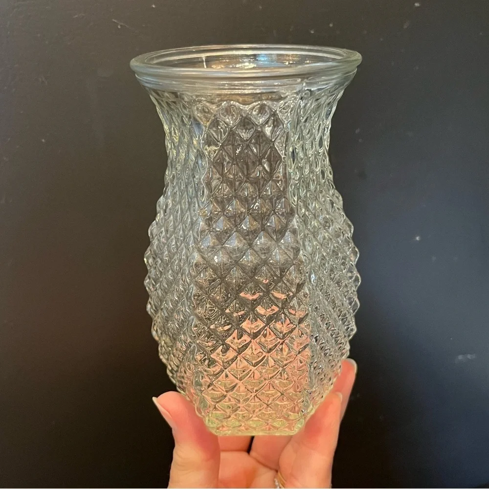 Vintage Hoosier Glass Diamond Point Hobnail Glass Vase - Clear - Picture 3 of 13